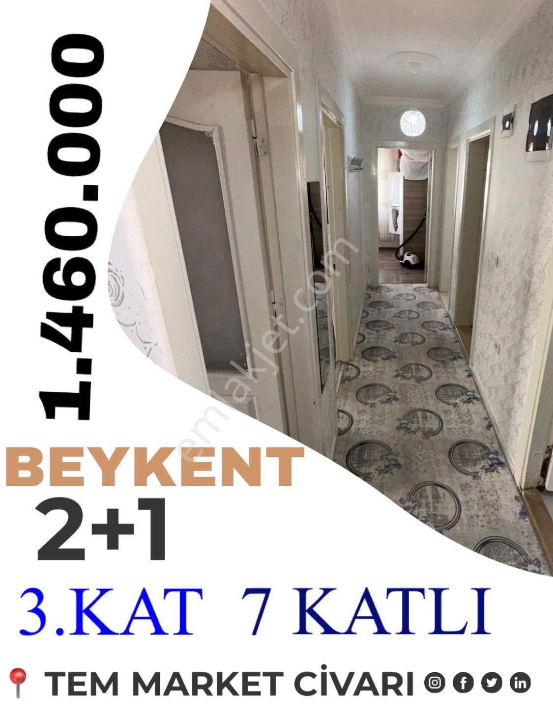 Şehitkamil Gaziler Satılık Daire ✅GAZİANTEP✅ ✅BEYKENT ✅TEM MARKET CİVARI ✅2+1 ✅3.kat ✅7 KATLI ✅1.460.000