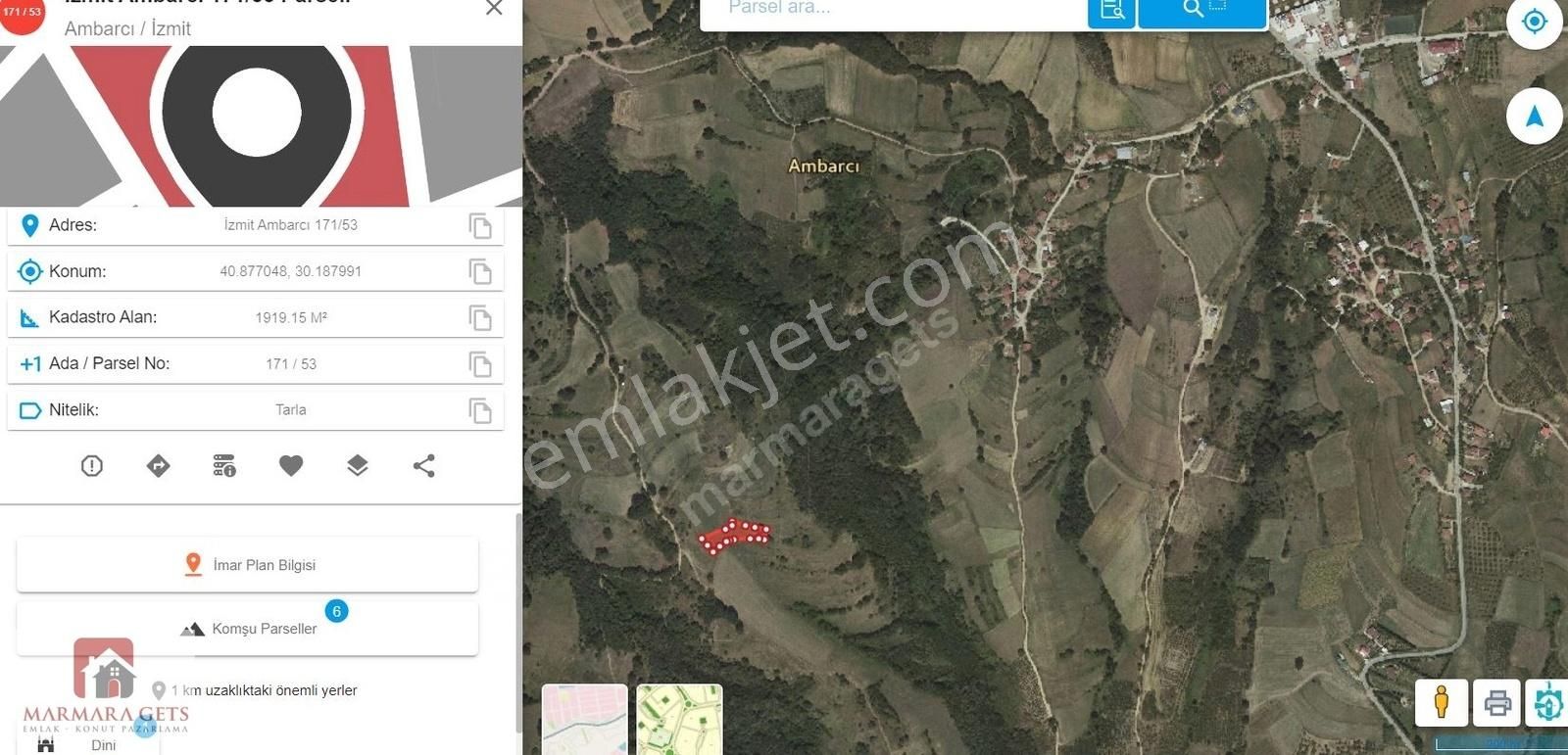 Marmara Gets - İzmit Ambarcı Satılık Yatırımlık Tarla - Görsel 3