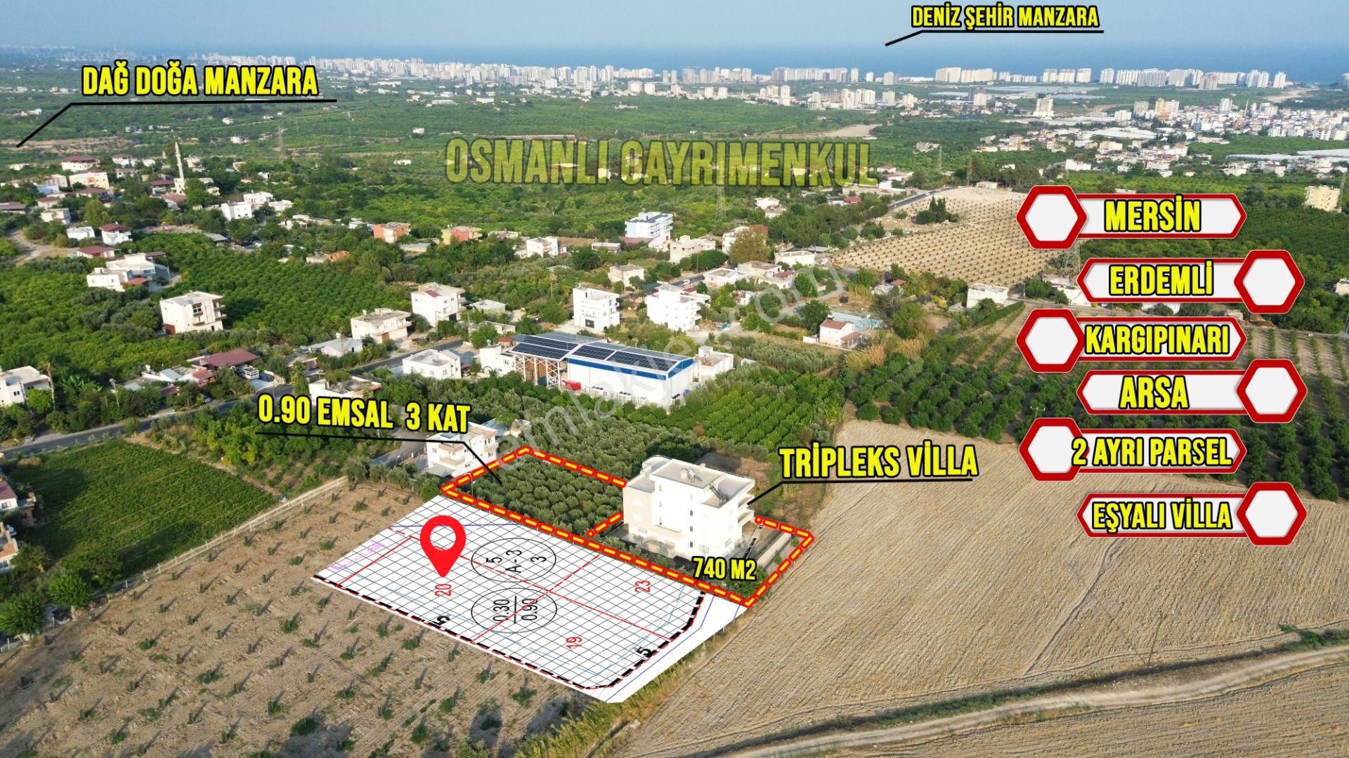 Erdemli Kargıpınarı Satılık Villa  ERDEMLİ KARGIPINARI SATILIK DENİZ MANZARALI EŞYALI TRİPLEKS VİLLA 740 M2 ARSA