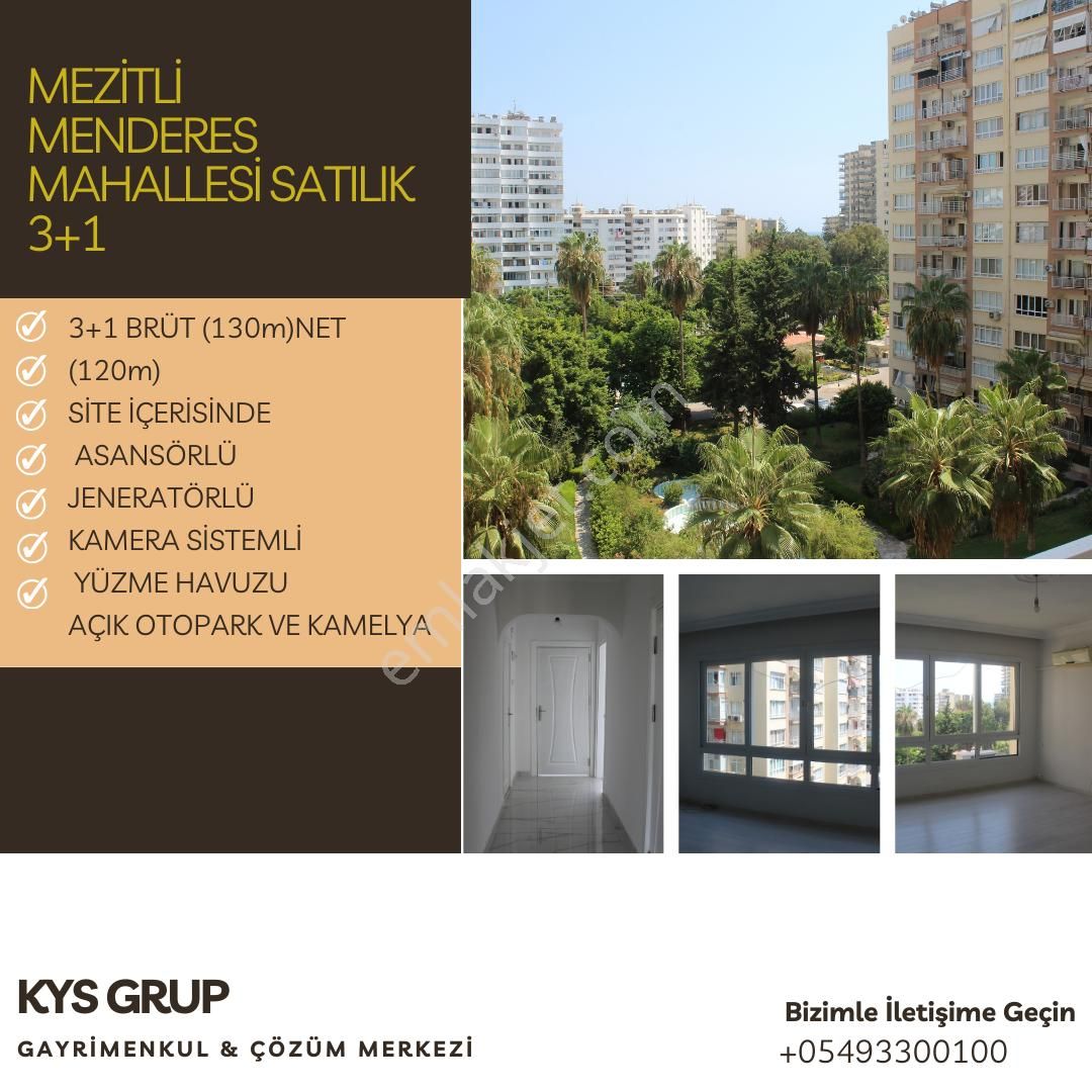 Mezitli Menderes Satılık Daire  MEZİTLİ MENDERES MAHALLESİNDE SATILIK 3+1