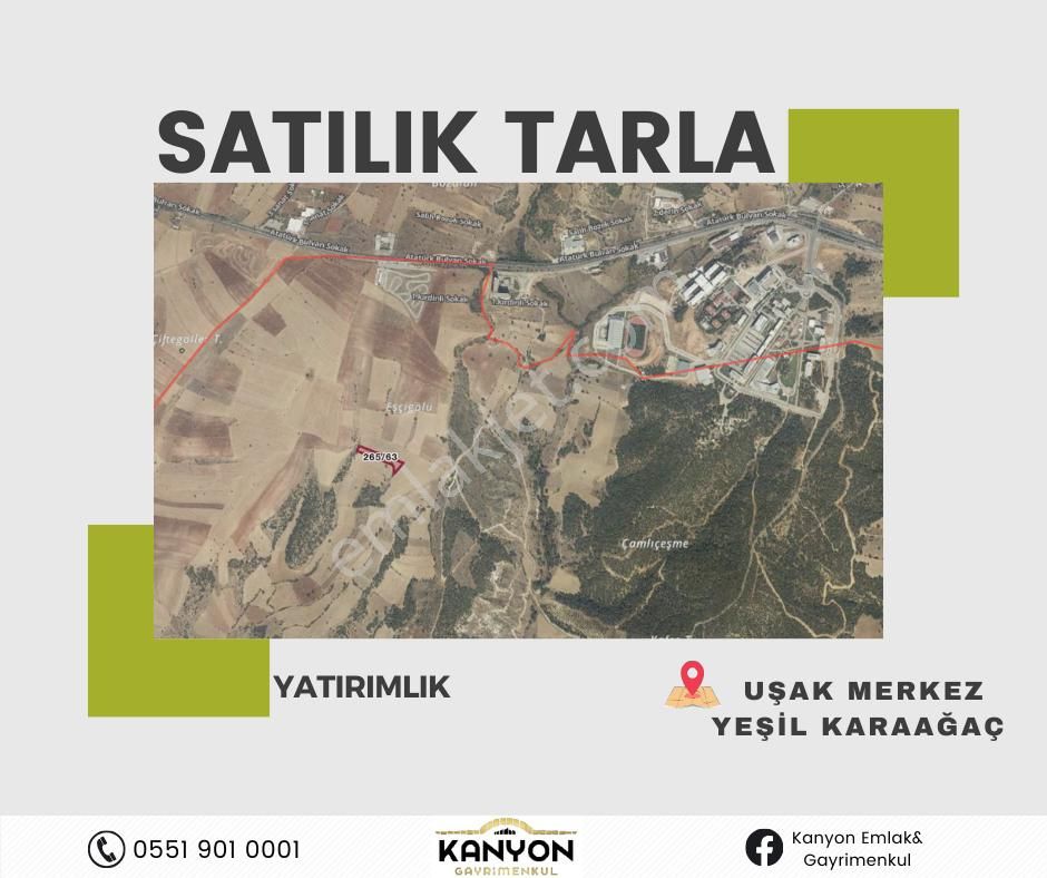 Uşak Merkez Yeşil Karaağaç Satılık Tarla UŞAK MERKEZ ÜNİVERSİTE YAKINI YATIRIMLIK TARLA  