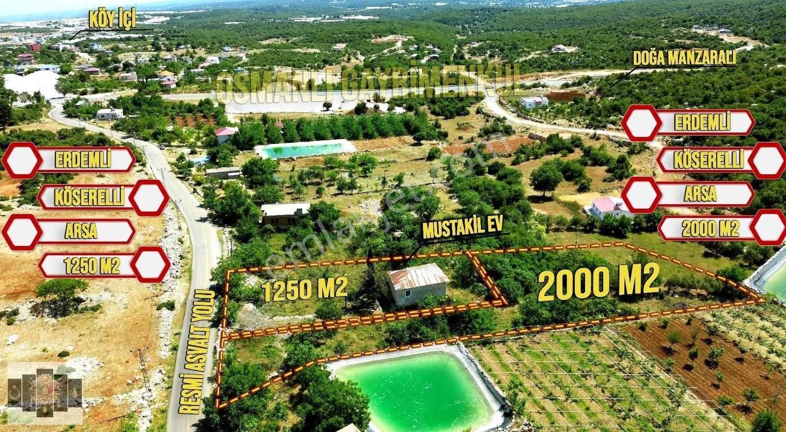 Erdemli Arslanlı Satılık Konut İmarlı Erdemli Aslanlı 3250 M2 Satılık Müstakil Ev Ve Arsası