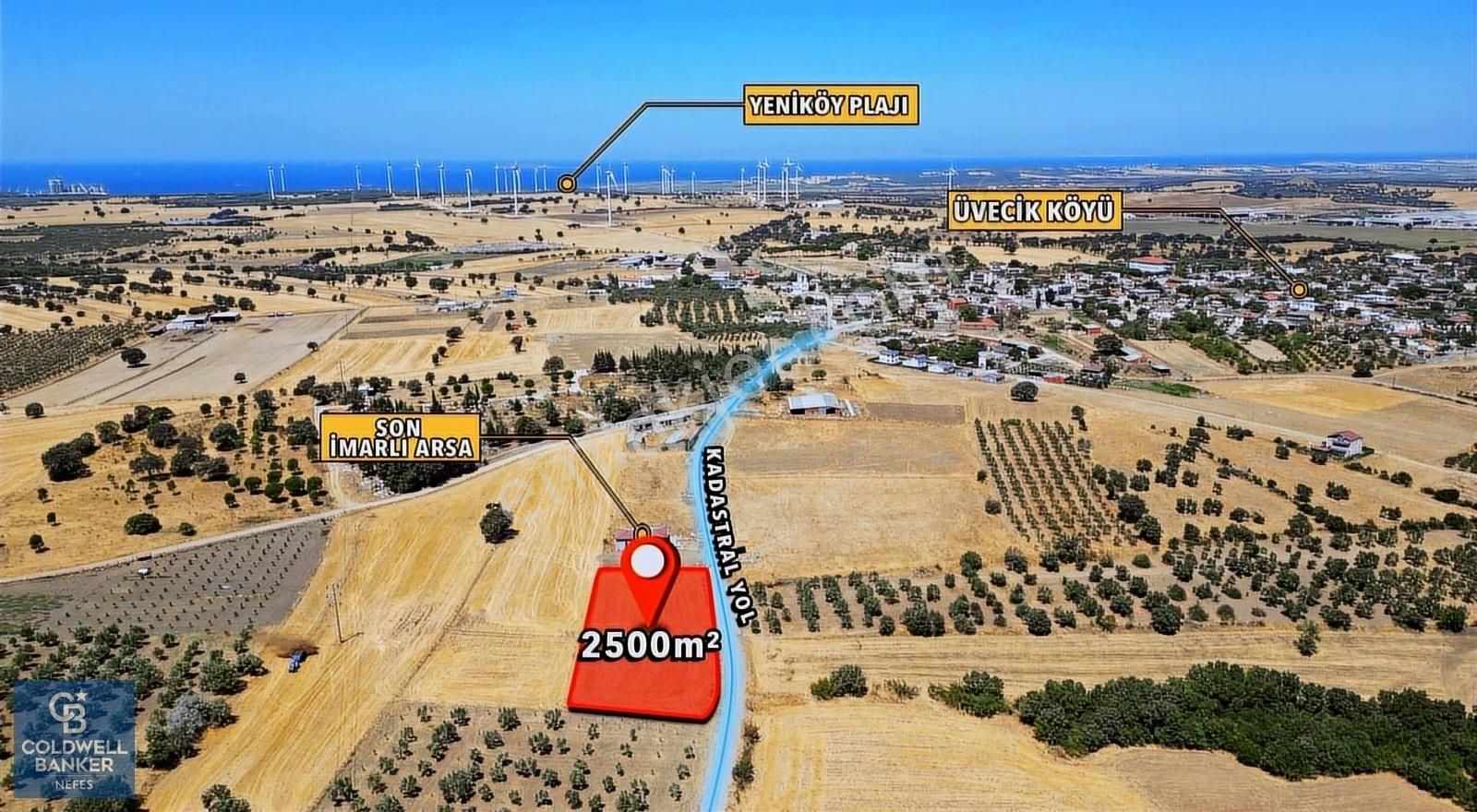 Ezine Üvecik Köyü Satılık Tarla ÇANAKKALE EZİNE ÜVECİK KÖYÜ İMAR SINIRINDA 2500 m² SATILIK ARAZİ