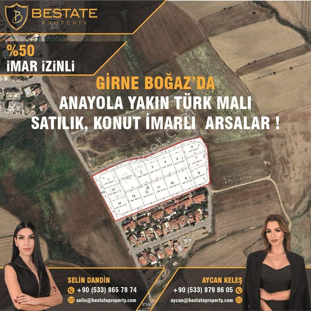 Girne Boğazköy Köyü Satılık Konut İmarlı  GİRNE BOĞAZKÖY'DE ANAYOLA YAKIN TÜRK MALI SATILIK 15 ADET KONUT İMARLI (601M2 – 755M2) ARSA !