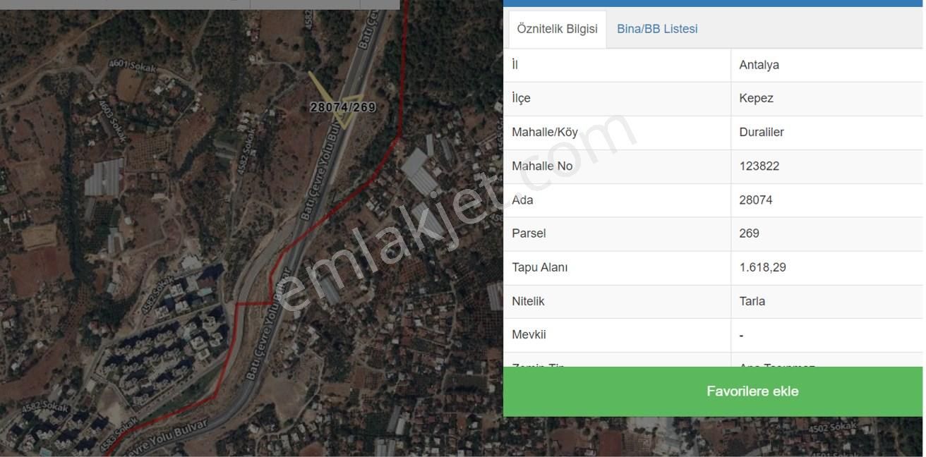 Antalya Kepez Duraliler Mah. Yatırımlık Satılık Tarla - Görsel 2