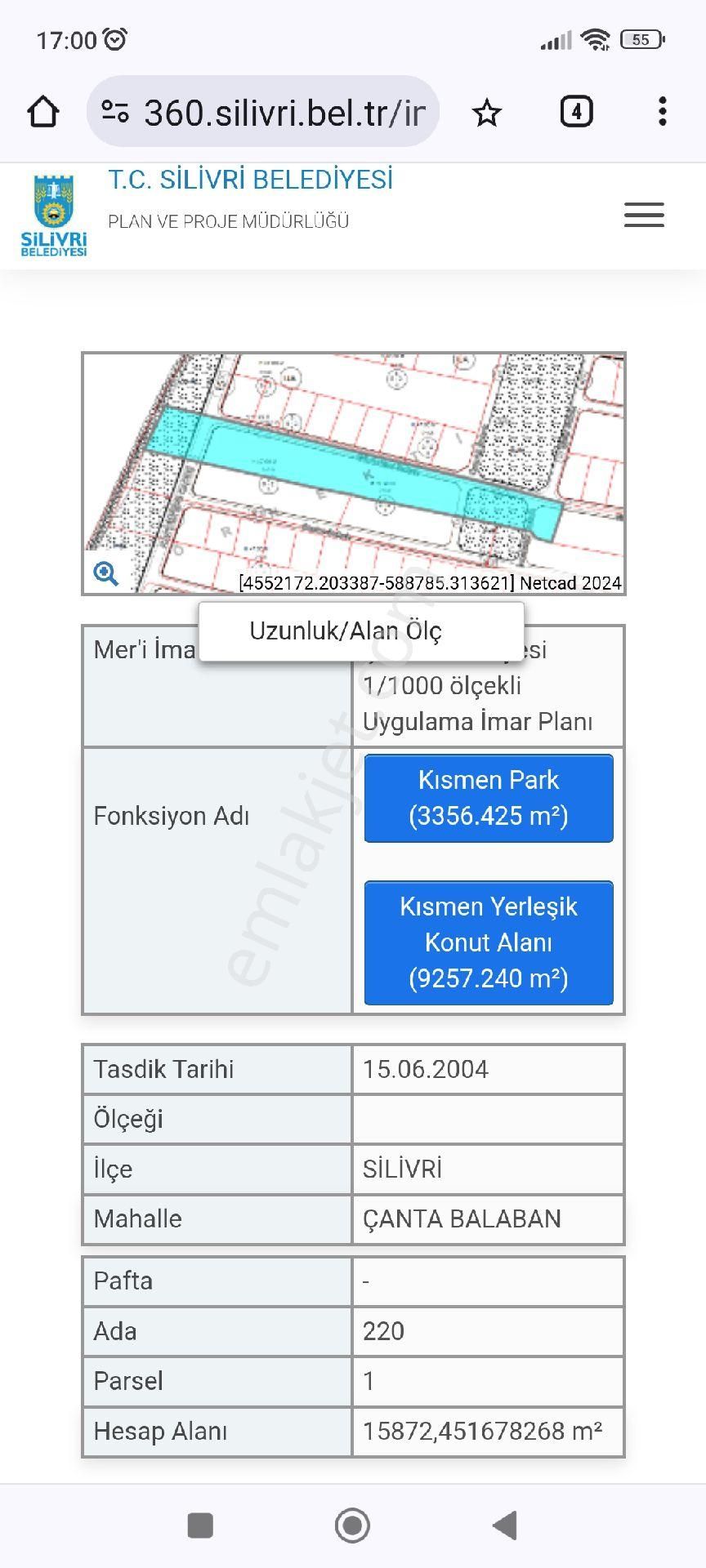 Silivri Çanta Balaban Satılık Tarla Silivri Çanta Köyde 308 M2