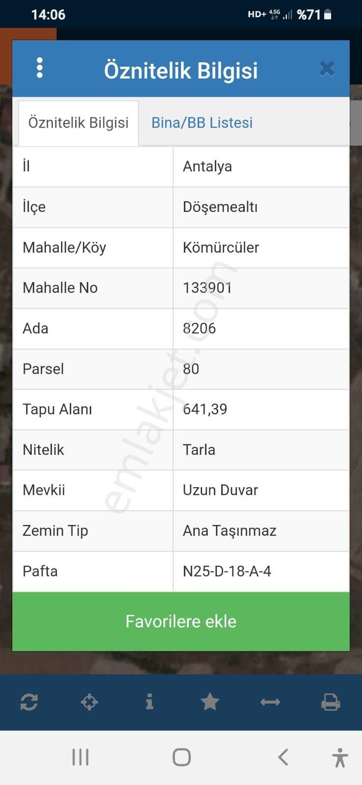 Döşemealtı Kömürcüler Satılık Tarla ANTALYA DÖŞEMEALTI KÖMÜRCÜLERDE 650 M2 SATILIK TARLA 