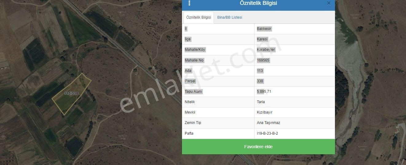 Karesi Karabeyler Satılık Tarla Mir'den Balıkesir Karesi Karabeyler Mah'de Satılık Tarla