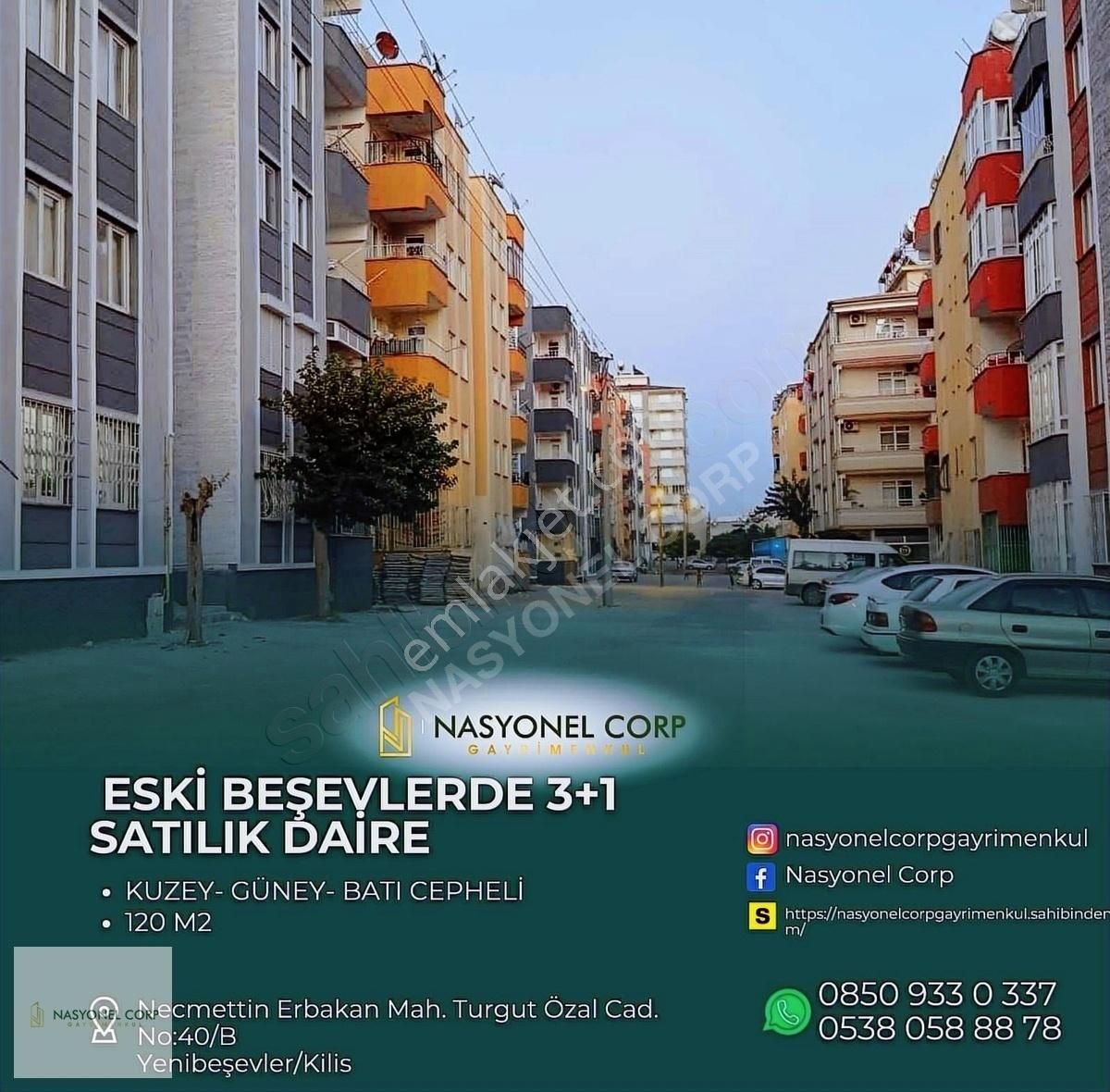 Kilis Merkez Yaşar Aktürk Satılık Daire NASYONEL CORP'TAN ESKİ BEŞEVLERDE SATILIK 3+1 DAİRE