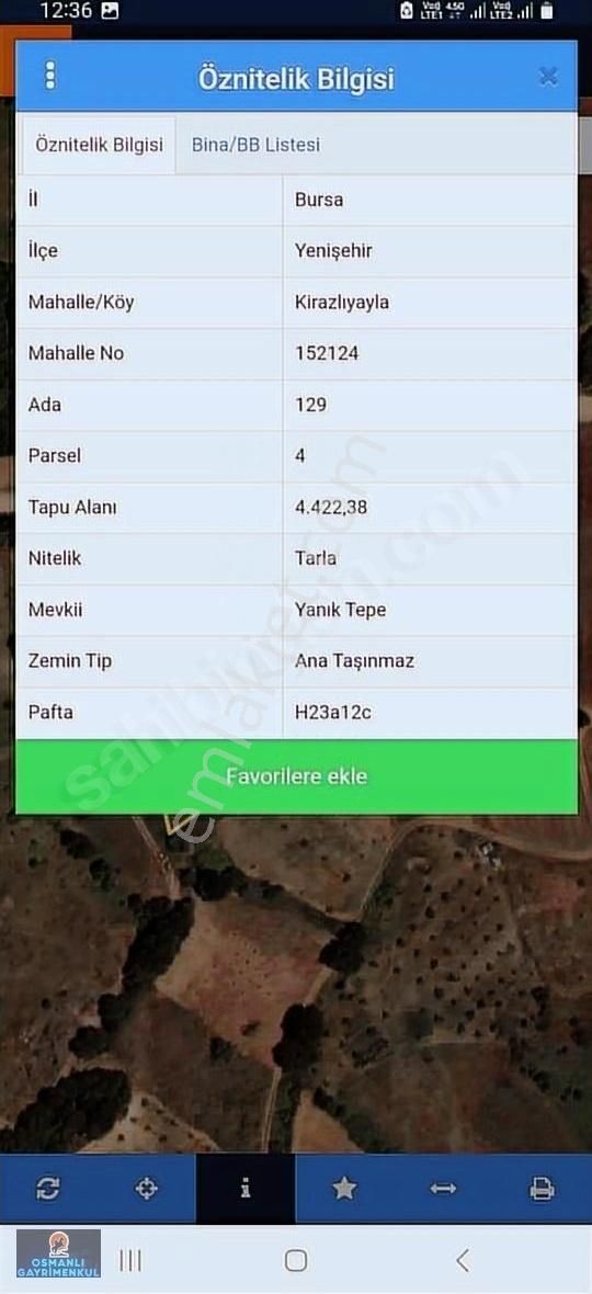 Yenişehir Kirazlıyayla Satılık Tarla Yol Su Dogalgaz Alt Yapısı Hazır Satılık Hesaplı Arazi