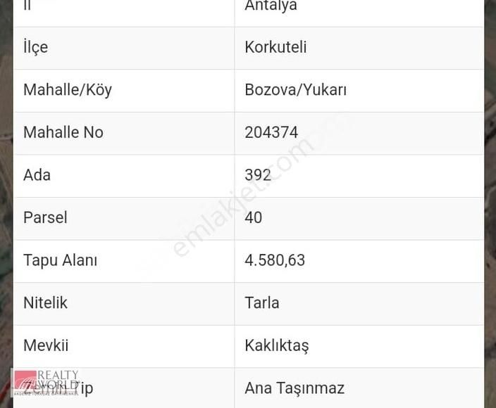 Korkuteli Bozova Satılık Tarla KORKUTELİ BUCAK YOLUNA 170 METRE CEPHELİ 4.5 DÖNÜM SATILIK TARLA