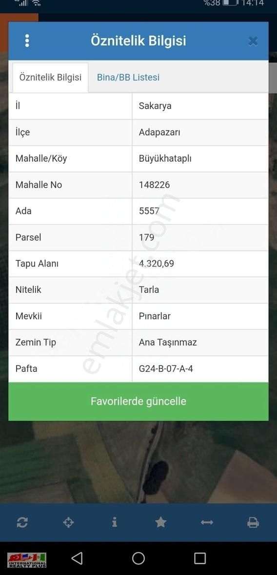 Adapazarı Büyükhataplı Satılık Tarla Sakarya Adapazarı Büyükhataplı 4320 M² Arsa 3450,000 Tl