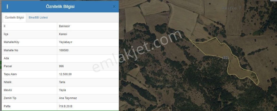 Karesi Yaylabayır Satılık Tarla Mir'den Balıkesir Karesi Yaylabayır'da 12.500 M2 Satılık Tarla
