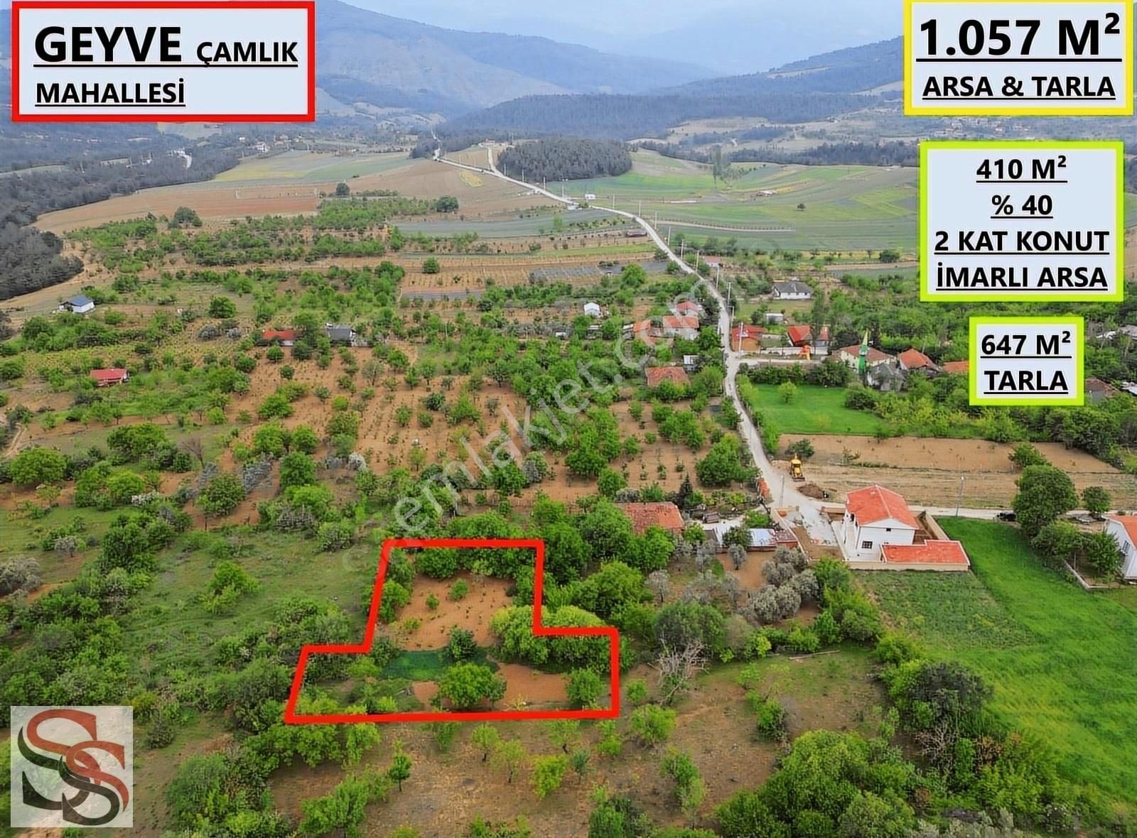 Geyve Çamlık Satılık Konut İmarlı GEYVE ÇAMLIK MAH. MUHTEŞEM KONUMDA 1.057 M² ARSA VE TARLA