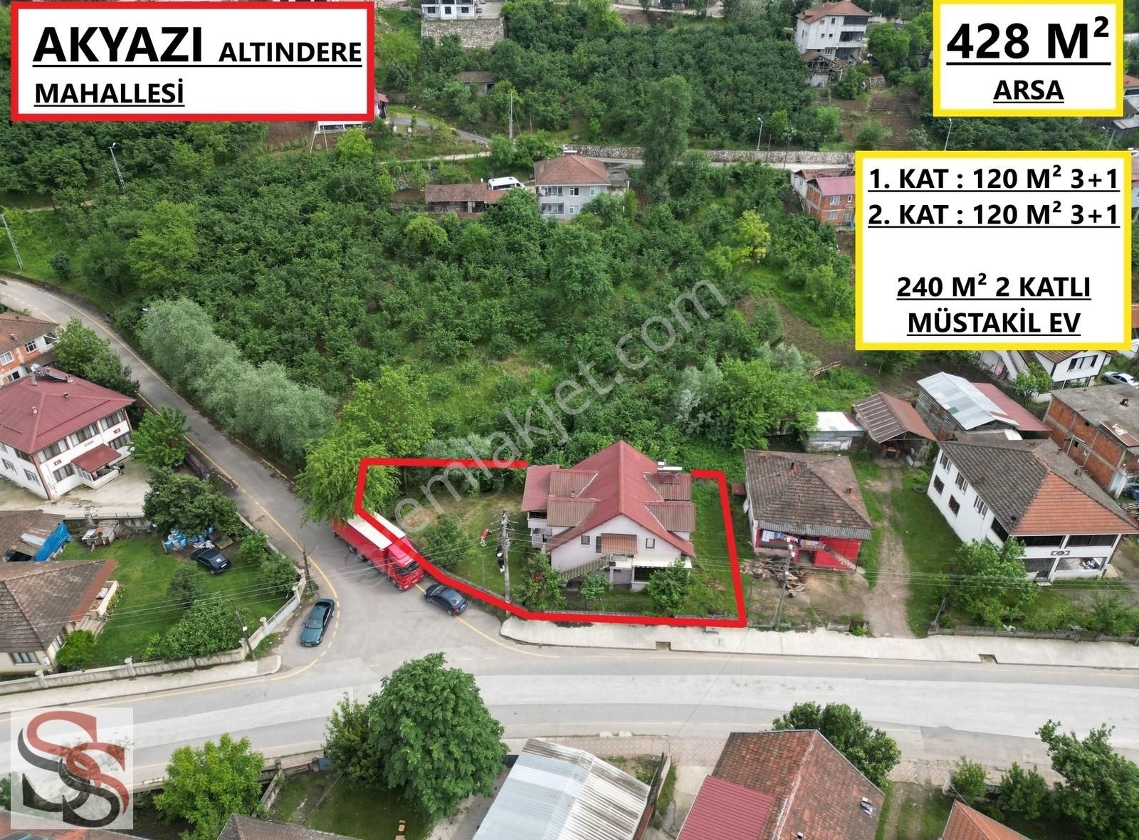 Akyazı Altındere Osmanağa Satılık Müstakil Ev AKYAZI MUHTEŞEM KONUMDA 428 M² ARSA İÇİNDE 2 KATLI MÜSTAKİL EV