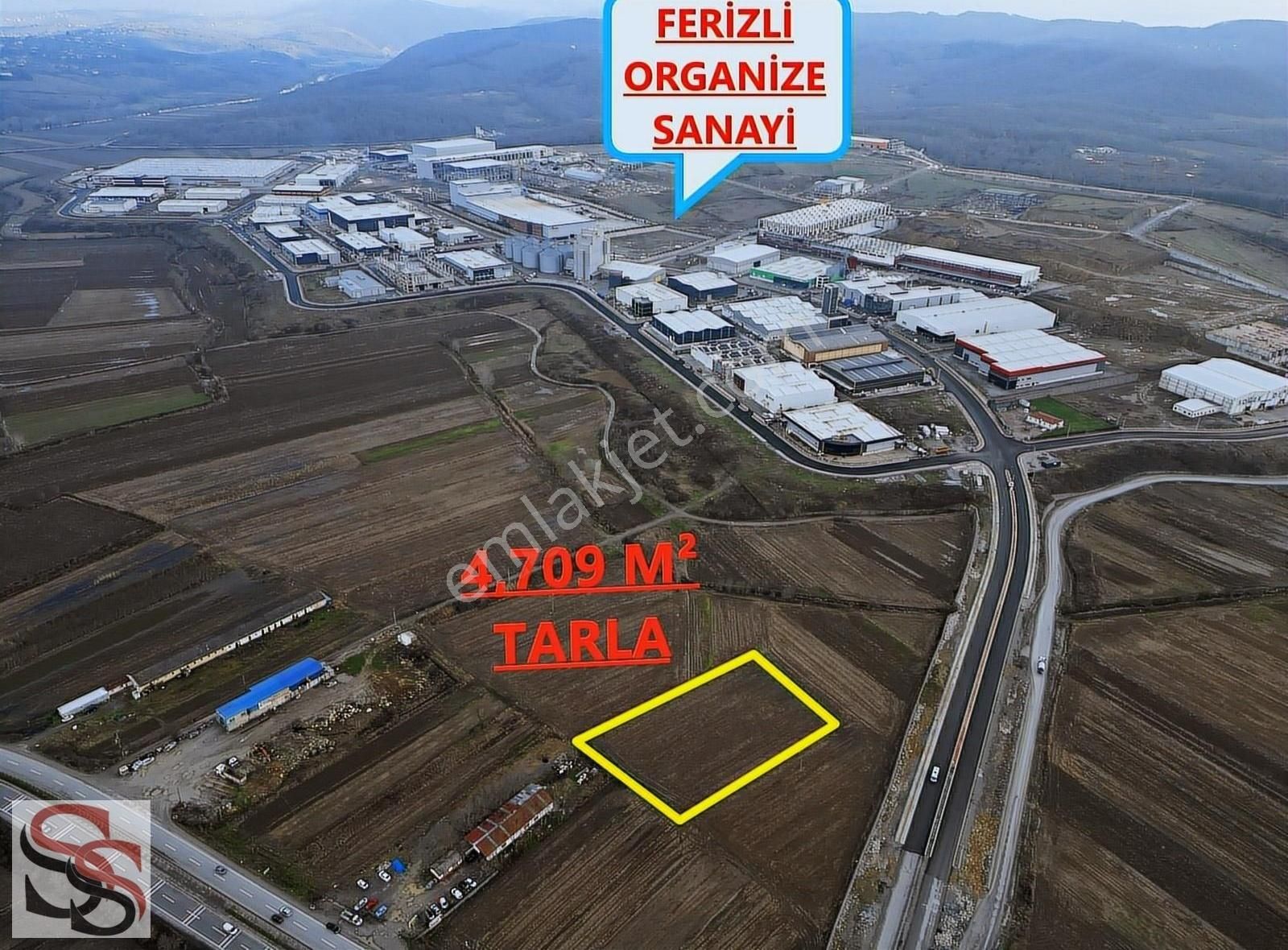 Ferizli Ferizli OSB Satılık Tarla Ferzli Organize Sanayi Girişinde Yatırımlık 4,709 M² Tarla