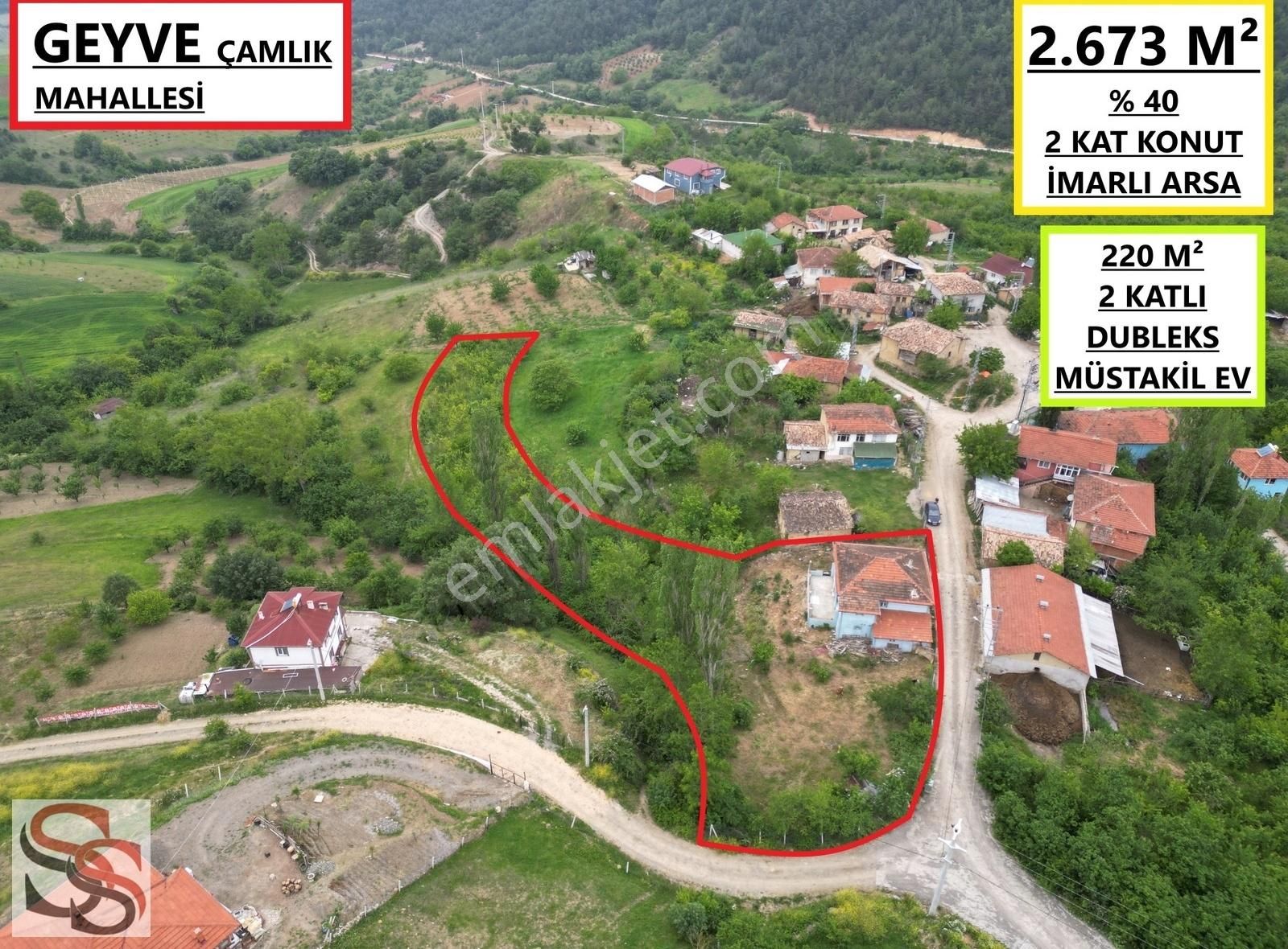 Geyve Çamlık Satılık Müstakil Ev GEYVE MUHTEŞEM KONUMDA 2.673 M² ARSA İÇİNDE 2 KATLI MÜSTAKİL EV