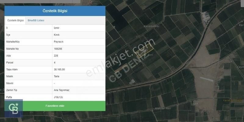 Kınık Poyracık Satılık Tarla İZMİR KINIK POYRACIKTA 38.165 M2 SATILIK TARLA