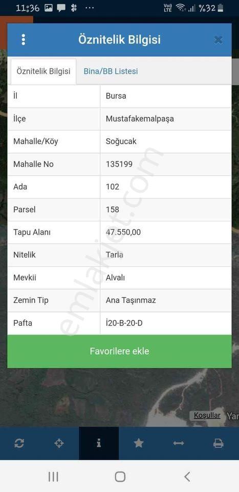 Mustafakemalpaşa Soğucak Satılık Tarla  MUSTAFAKEMALPAŞA SOĞUCAK MAH. 47,550 M2 SATILIK ARAZİ.