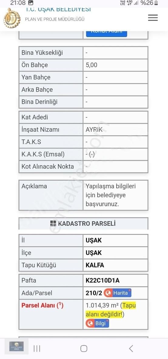 Uşak Uşak Merkez Satılık Ticari İmarlı Good Invest GM'den Hastane Karşısı FIRSAT Ticari Arsa