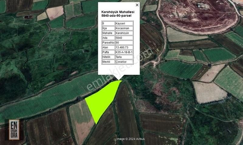 Kocasinan Karahöyük Satılık Bağ & Bahçe KOCASİNAN / KARAHÖYÜK / 13,840m2 / TEK TAPU