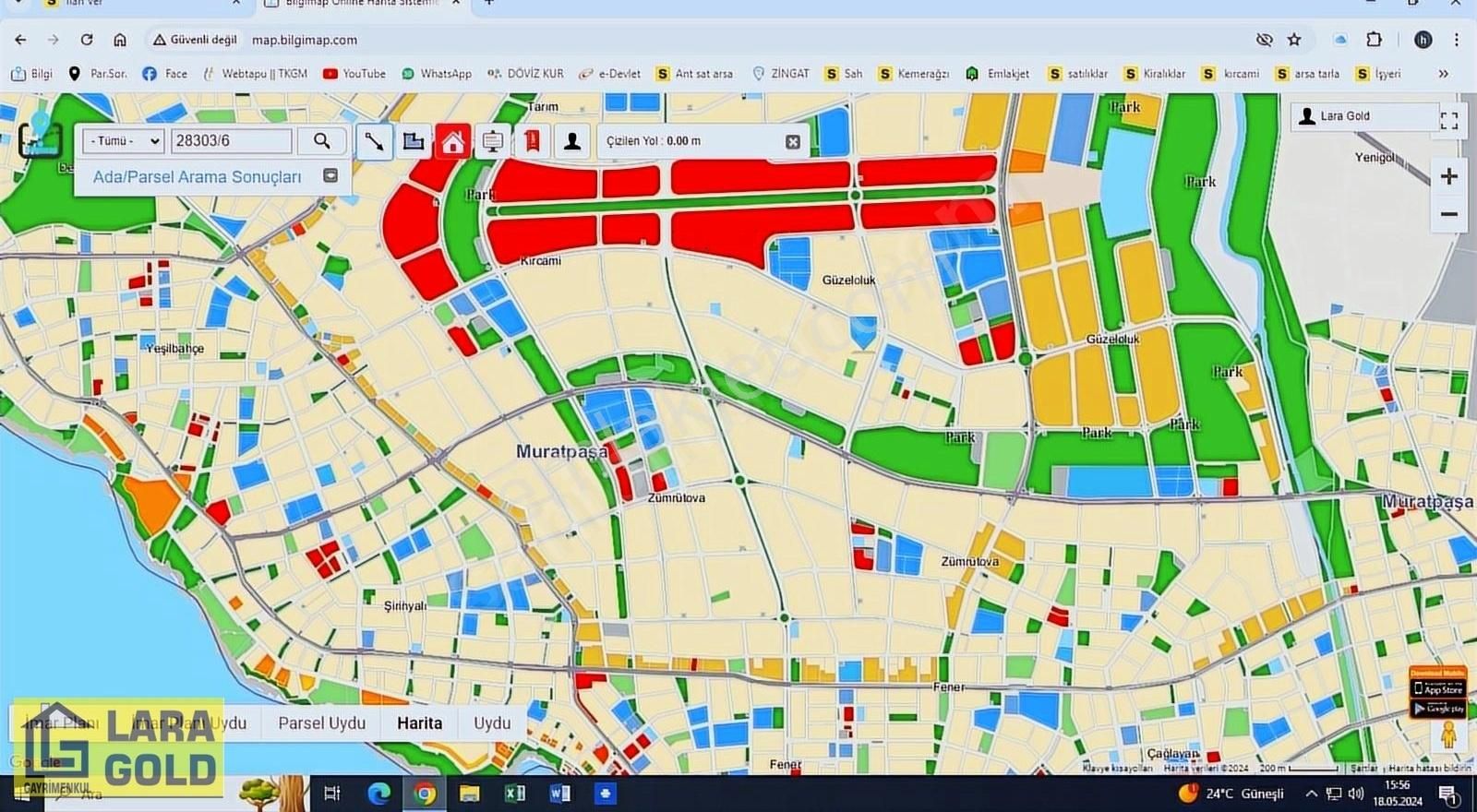 Muratpaşa Güzeloluk Satılık Konut İmarlı KIRCAMİ GÜZELOLUK YALI CADDESİNE YAKIN TEK PARÇADA NET 1200 M2