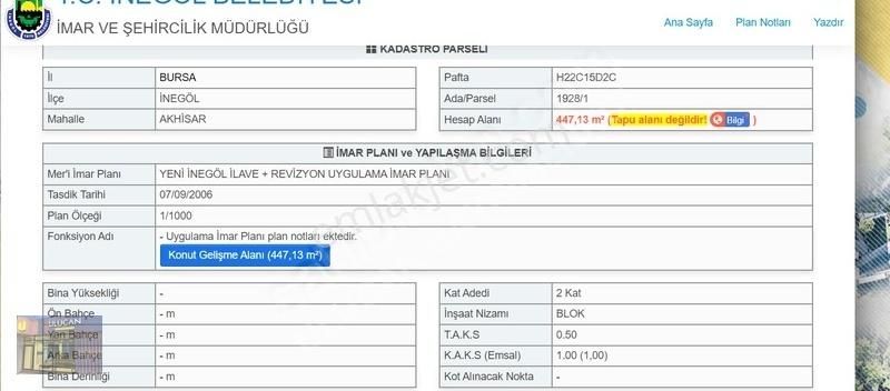 İnegöl Akhisar Satılık Ticari İmarlı ULUCAN'DAN İNEGÖL FATİH MAHALLESİN'DE TİCARİ+KONUT İMARLI ARSA