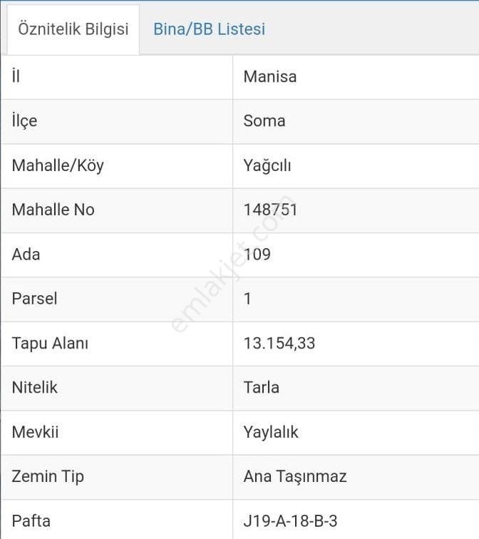 Soma Yağcılı Satılık Tarla Manisa Soma Yağcılı Mahallesi 13154m2 Satılık Tarla