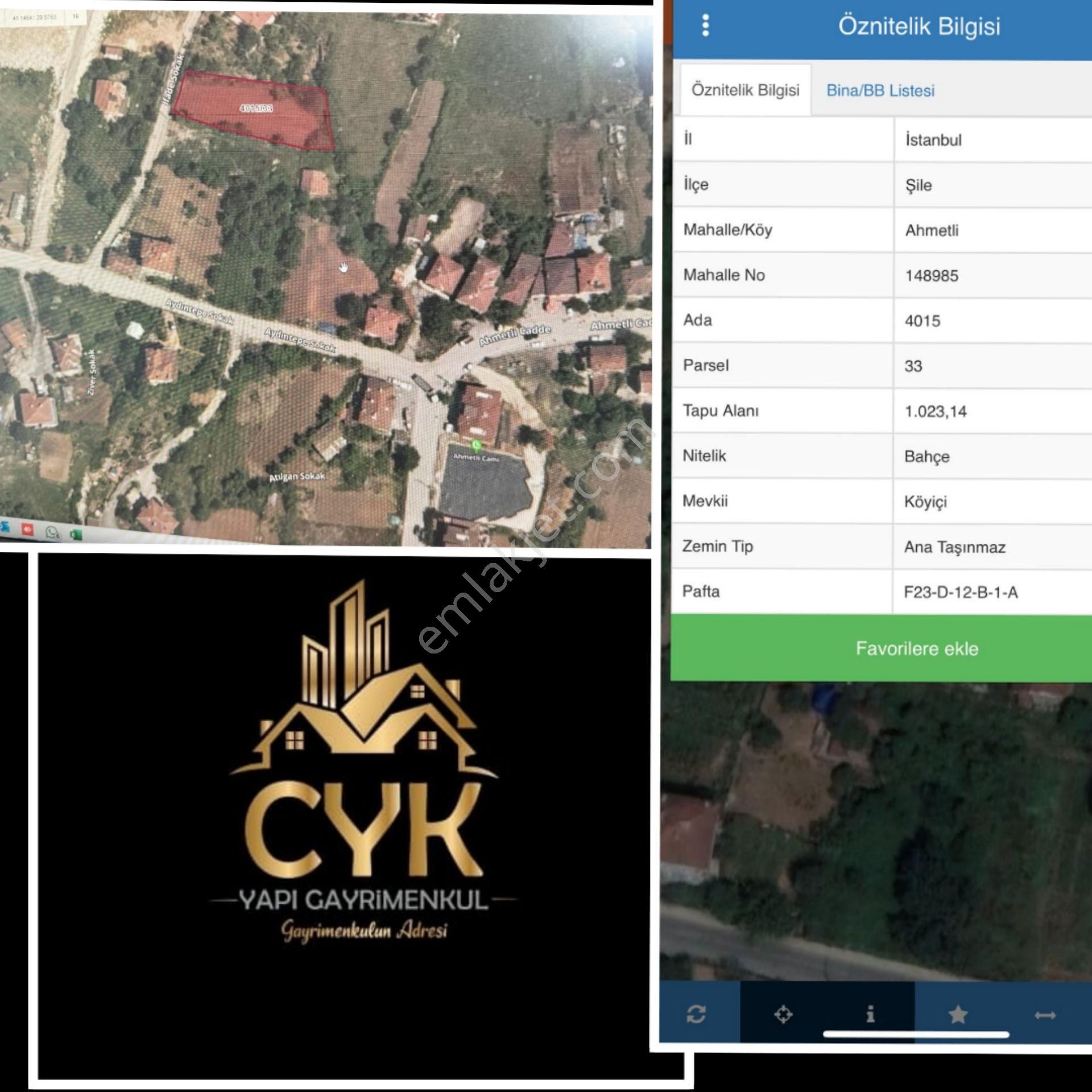 Şile Ahmetli Satılık Villa İmarlı Cyk Gayrimenkulden Villa İmarlı Arsa