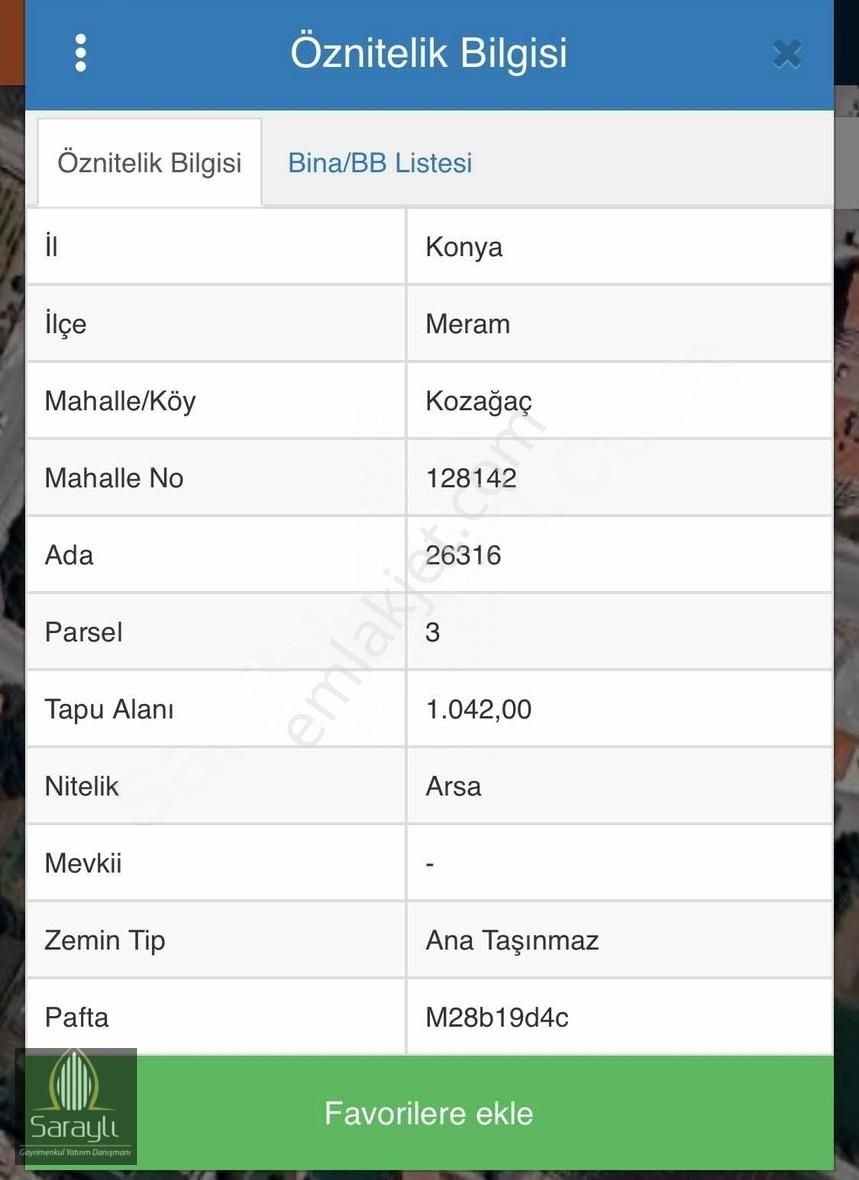 Meram Kozağaç Satılık Villa İmarlı Saraylı'dan Meram Kozağaçta 1.042 M2 Satılık Villa Arsası