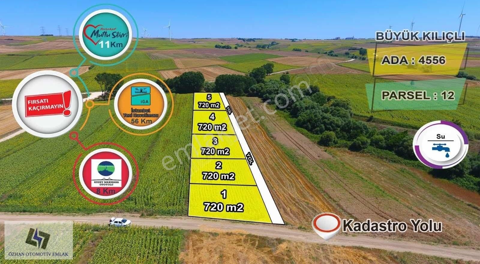 Silivri Büyük Kılıçlı Satılık Tarla SİLİVRİ BÜYÜKKILIÇLI 720 m2 ETRAFI ÇEVRİLİ PARSEL 3 NOLU