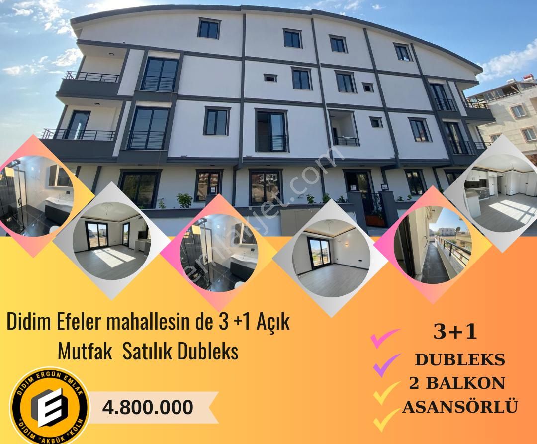 Didim Efeler Satılık Daire  Didim de Merkezi Konumda Asansörlü Yeni Binada 3+1 Satılık Dubleks Daire ( ek : 1129 )