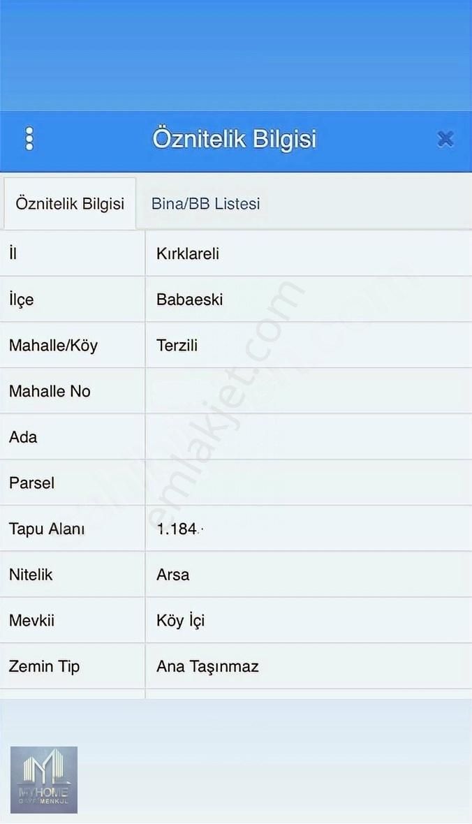 Babaeski Terzili Köyü Satılık Konut İmarlı BABAESKİ TERZİLİ KÖYÜNDE 1184 M2 TEK TAPU SATILIK ARSA