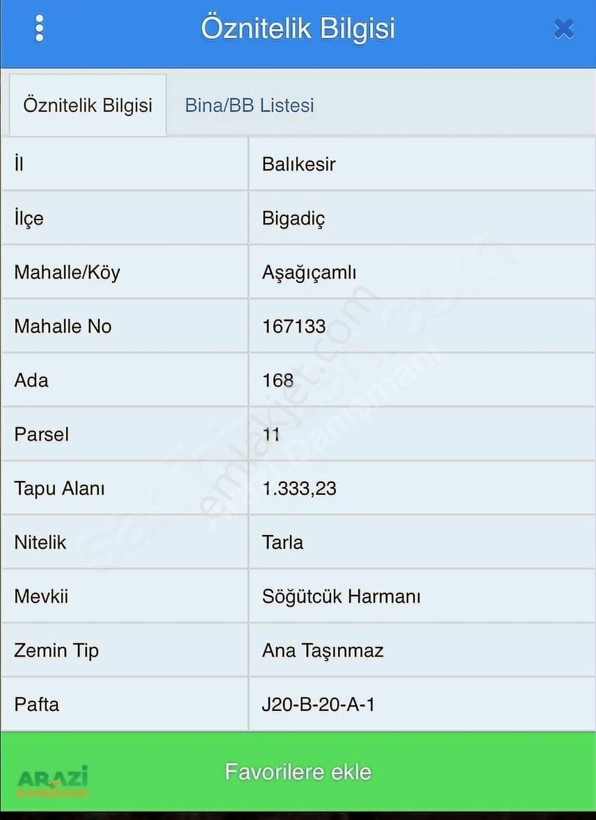 Bigadiç Aşağıçamlı Satılık Tarla Balıkesir Bigadiç Aşağıçamlı Köyünde 1.333 m2 Cevizlik