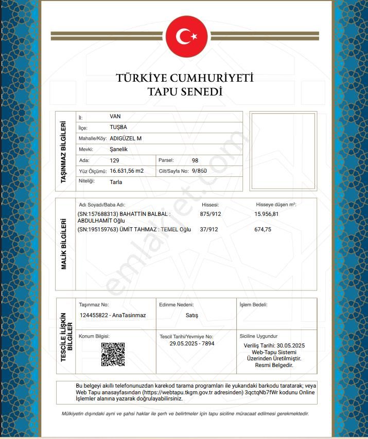 Van Tuşba Müstakil Ev Tapu Sahibi Perta Emlak Ümit Tahmaz