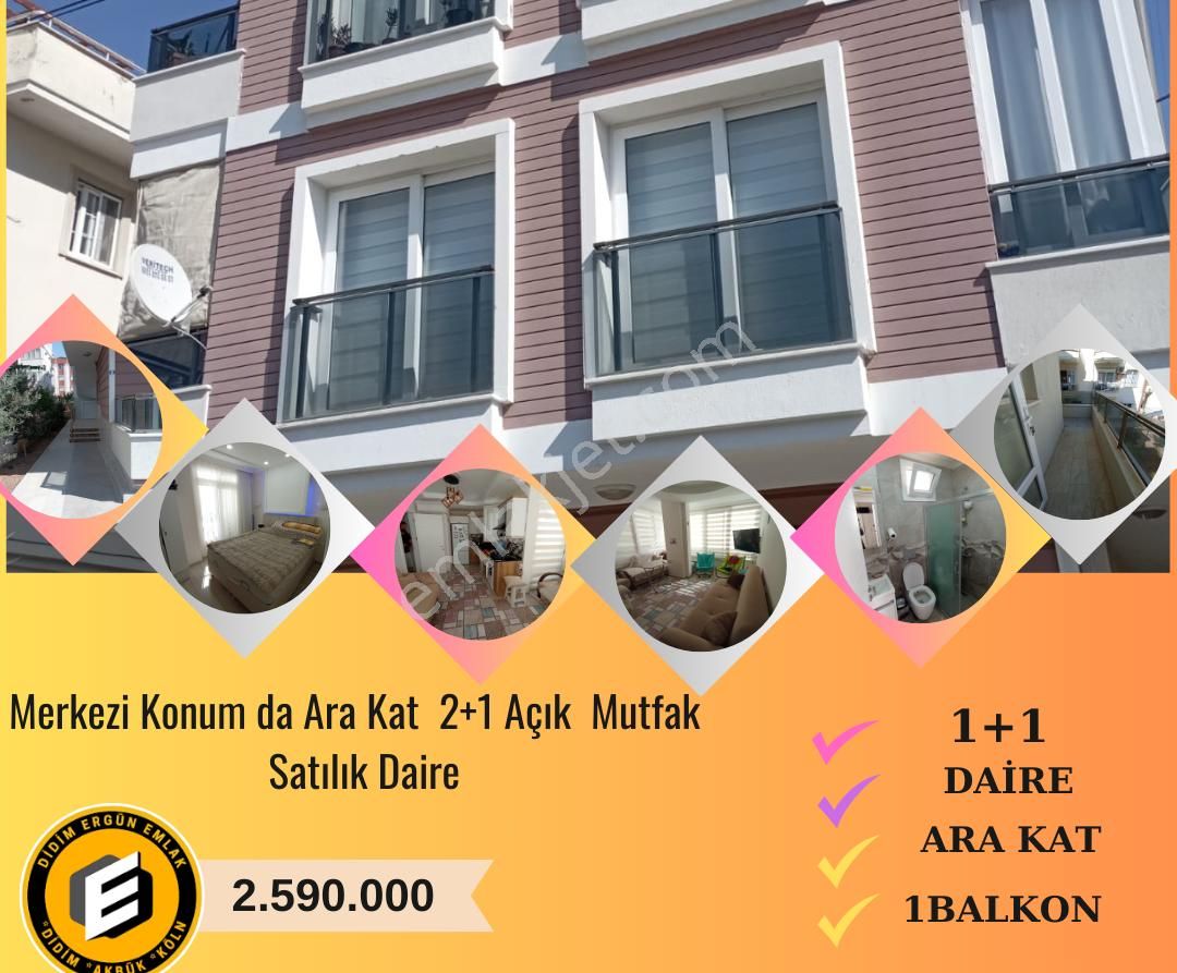 Didim Cumhuriyet Satılık Daire  Merkizi Konun da Acil İhtiyaçtan Dolayı  Satılık 1+1 Ara Kat Daire ( ek:1133)