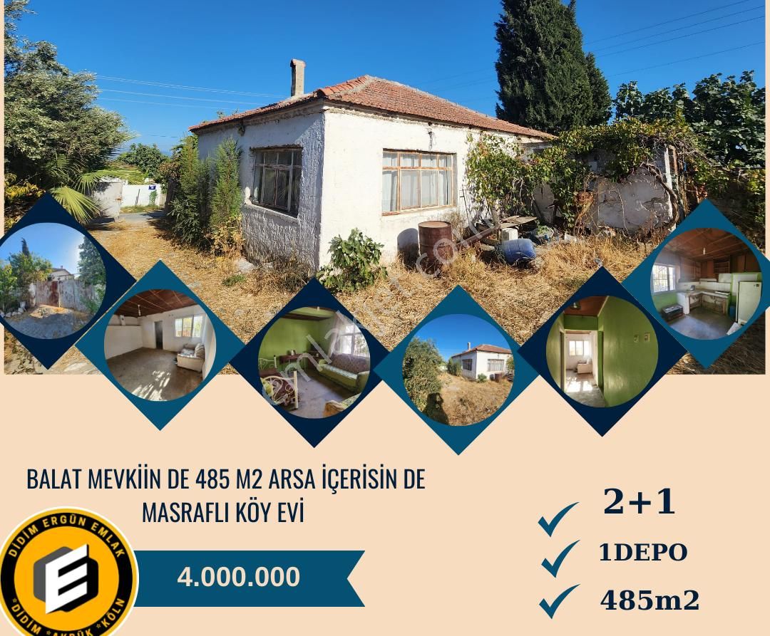 Didim Balat Satılık Köy Evi  Balat Mevkiin de 485 m2 Arsa İçerisin de Satılık Köy Evi :(ek :1135)