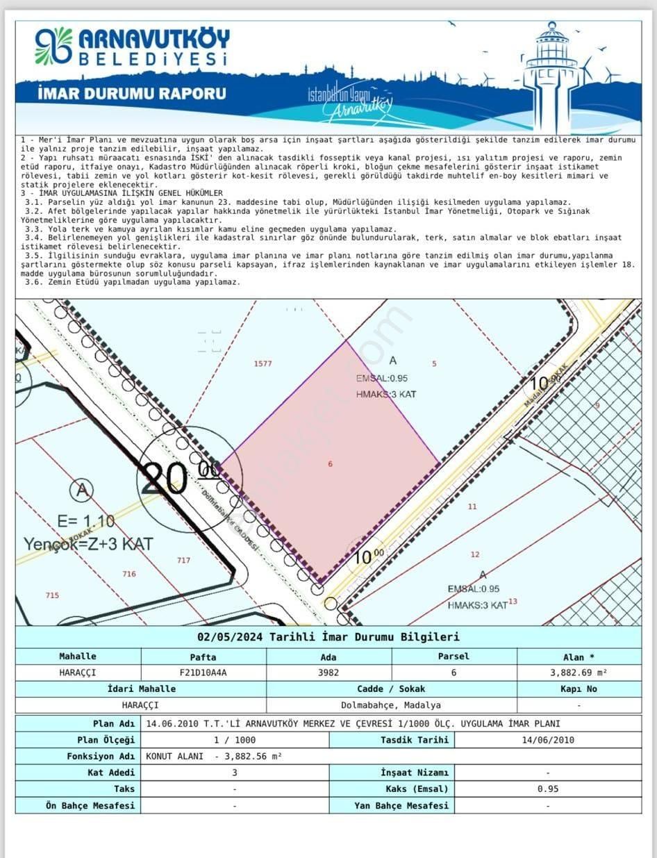 Arnavutköy Haraççı Satılık Konut+Ticaret Alanı  Haraççı'da Ticari+Konut İmarlı Acil Fırsat Arsa