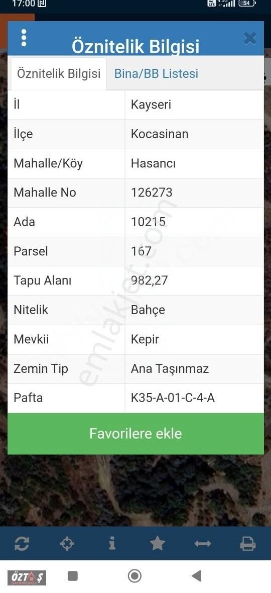 Kocasinan Hasancı Satılık Bağ & Bahçe YOLA CEPHELİ ŞAHANE MANZARALI BAHÇE