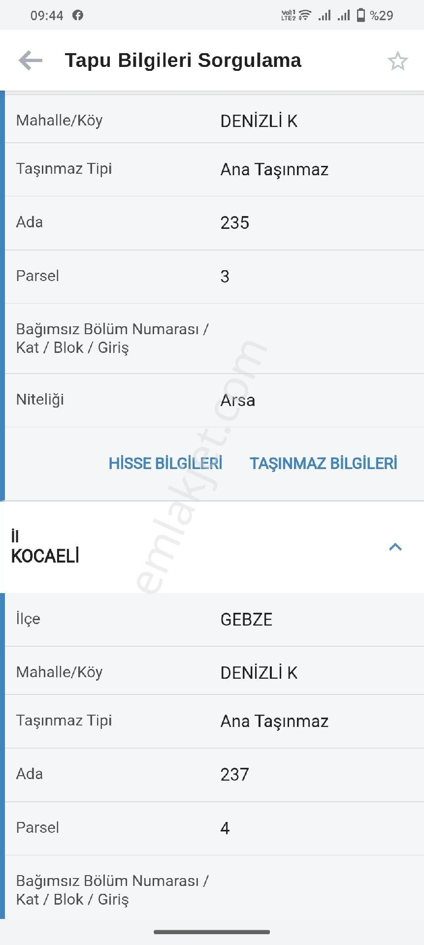 Gebze Denizli Satılık Konut İmarlı SAHİBİNDEN TOPLAM 288M2 HİSSELİ İMARLİ ARSA