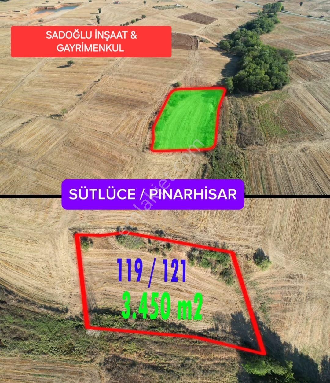 Pınarhisar Sütlüce Köyü Satılık Tarla PINARHİSAR SÜTLÜÇE KÖYÜN'DE SATILIK 3.450 m2 