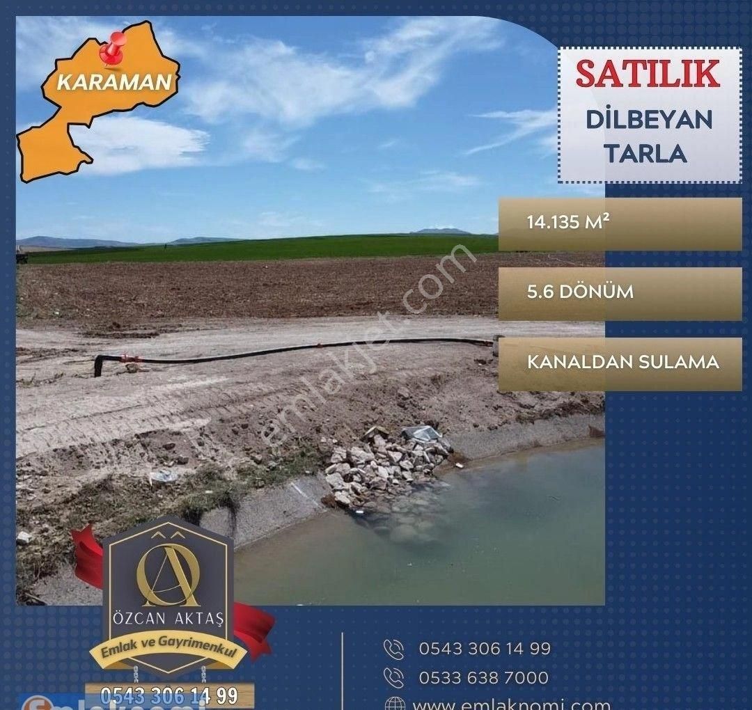 Karaman Merkez Çakırbağ Köyü Satılık Tarla Dilbeyan'da Kanaldan Sulamalı Verimli Tarla