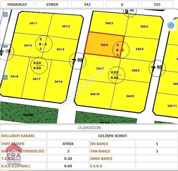 Manavgat Evrenseki Satılık Konut İmarlı MANAVGAT EVRENSEKİ 3 KAT İZİNLİ 555 M2 ARSA