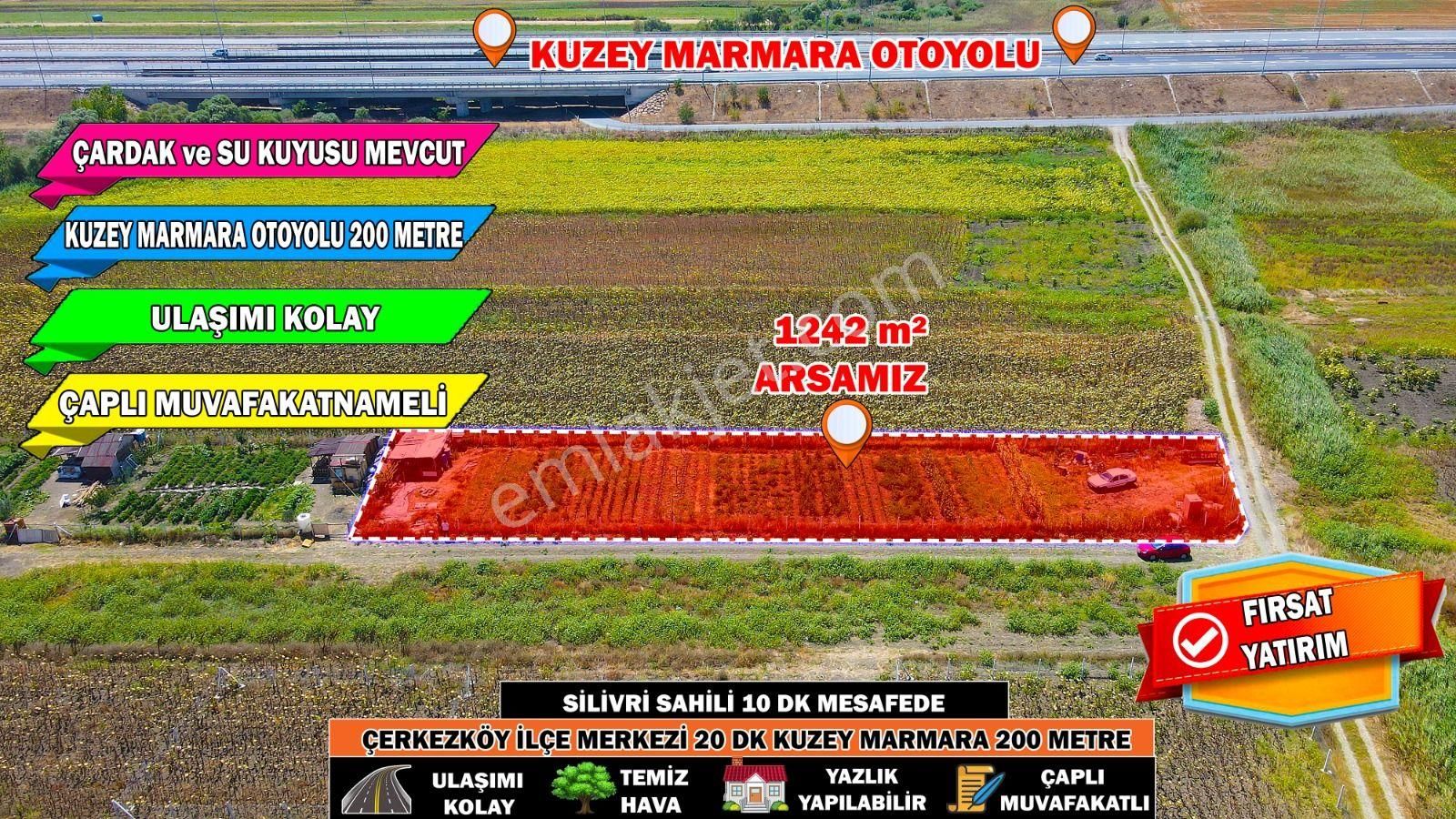 Silivri Seymen Satılık Tarla  SİLİVRİ SEYMEN MAHALLESİNDE 1.242 M2 ETRAFI TELLE ÇEVRİLİ SATILIK ÇARDAKLI SU KUYULU BAHÇE