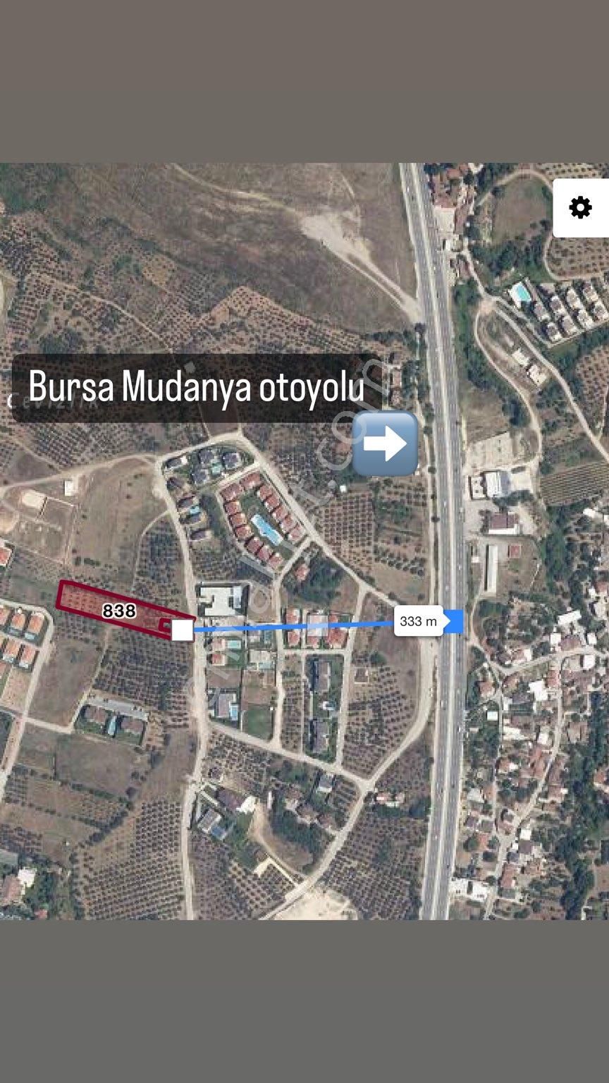 Mudanya Çağrışan Satılık Zeytinlik Bursa Mudanya otoyoluna 330 metre uzaklıkta 5Dönüm imarlı arsa