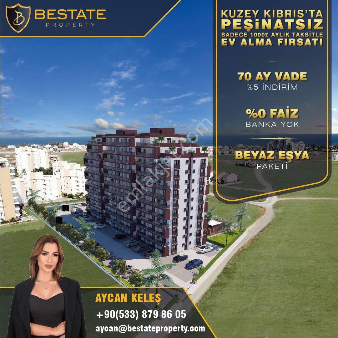 İskele Merkez Satılık Daire Kuzey Kıbrıs İskelede Peşinatsız Ayda 1.000 Pound İle 70 Ay Vade Site Konseptli Studio Daire!!