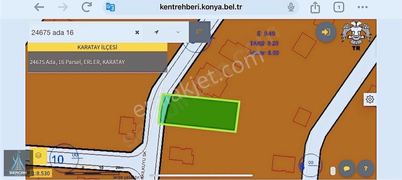 Karatay Erler Satılık Konut İmarlı SARACOGLU ERLER ÇARSISI ARKASINDA 700 M2 KUPON ARSA