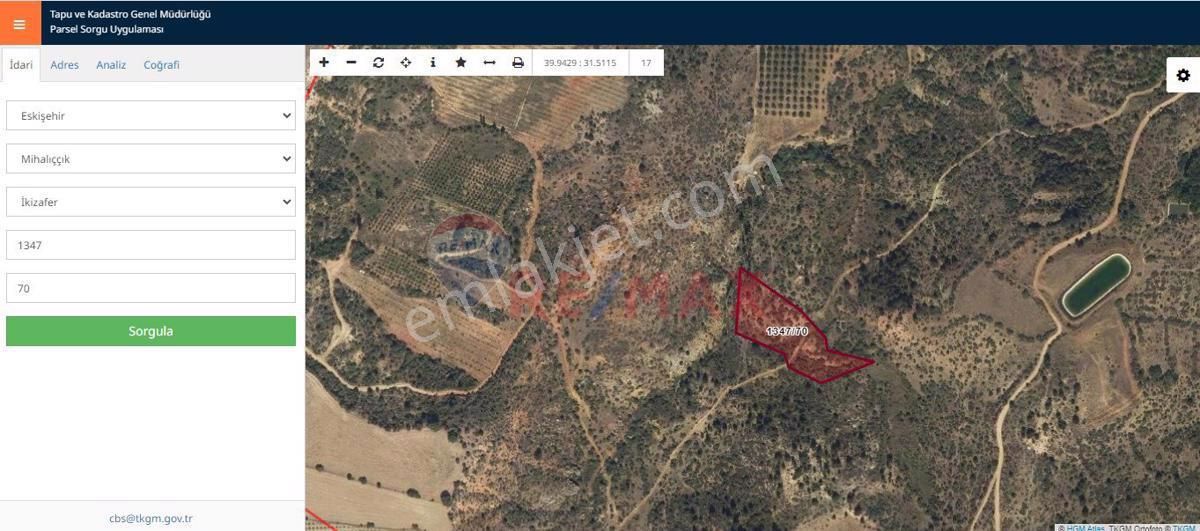 Mihalıççık İkizafer Satılık Tarla ERDAL TURAN'DAN ESKİŞEHİR'DE 6448M2 TARIMA ve HAYVANCILIĞA UYGUN