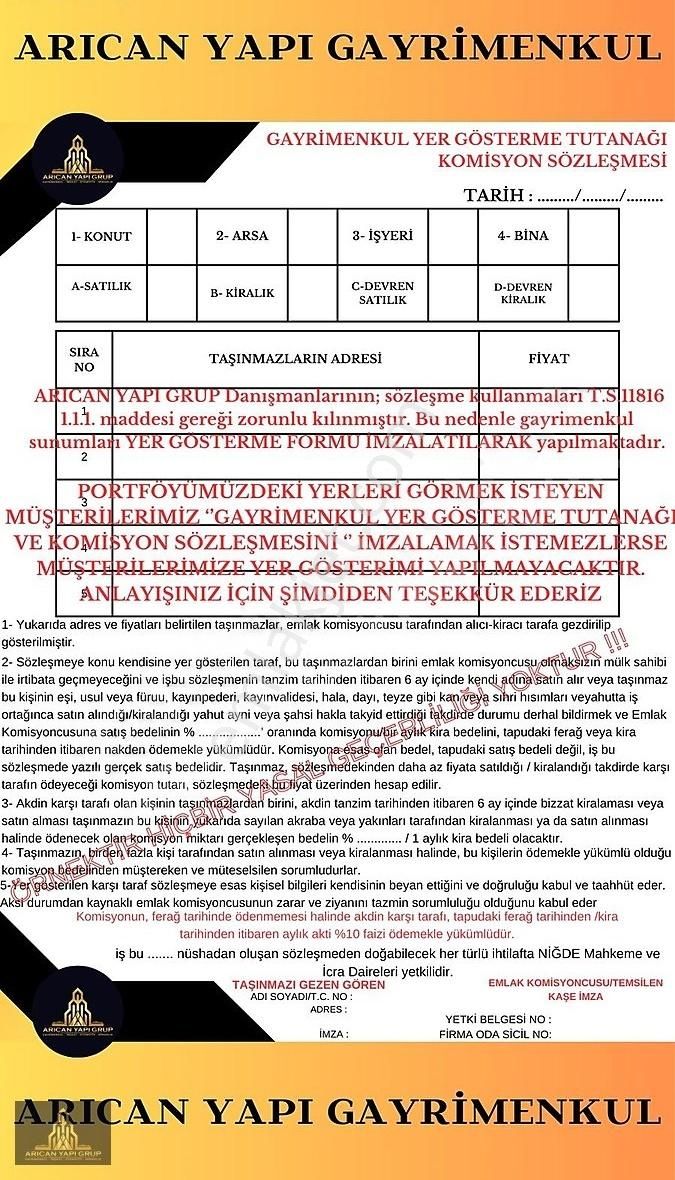 Bor Toplu Konut Satılık Daire ARICAN'DAN BAHÇELİ EV VE ARAÇ TAKASLI MASRAFSIZ 2+1 DAİRE