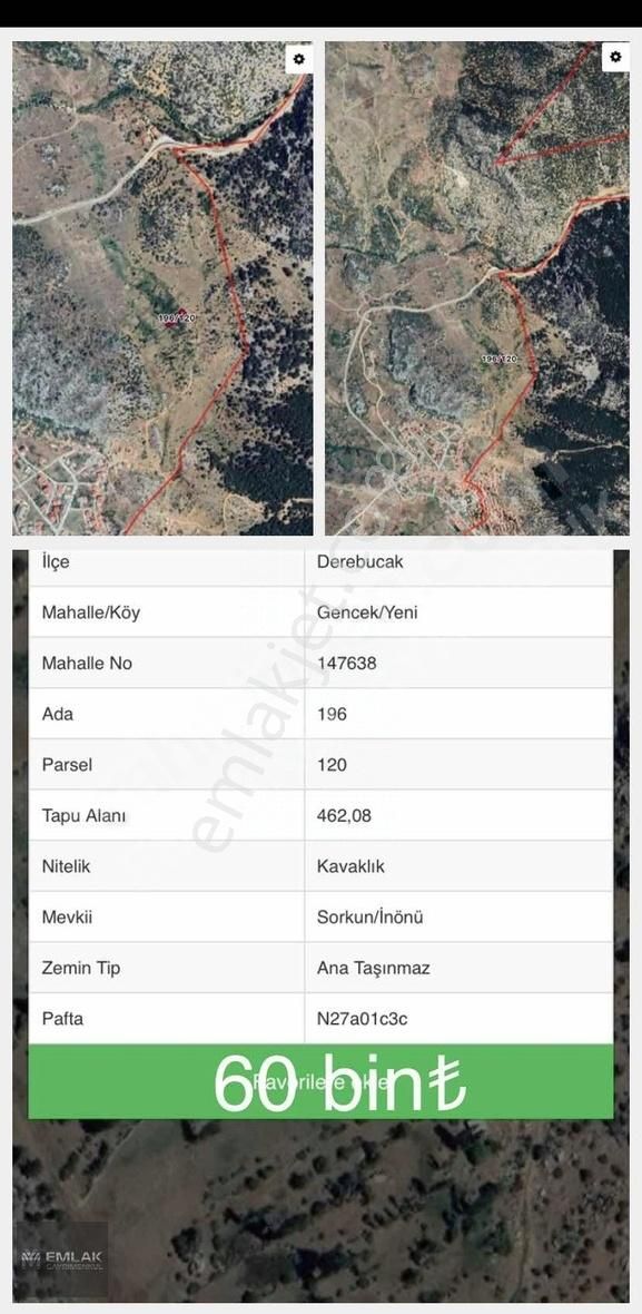 Derebucak Gencek Satılık Bağ & Bahçe MY EMLAK&GAYRİMENKULDEN GENCEKTE SATILIK UYGUN FİYATLI ARAZİLER